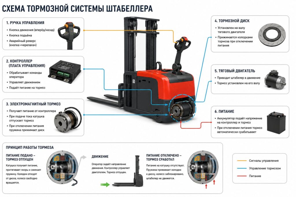 Схема тормозной системы штабеллера