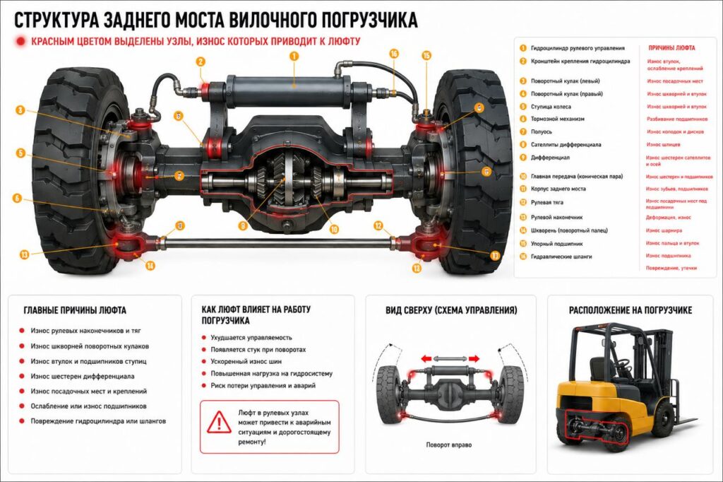 Структура заднего моста погрузчика - причины люфта
