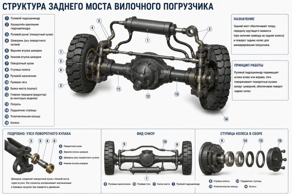 стурктура заднего моста вилочного погрузчика